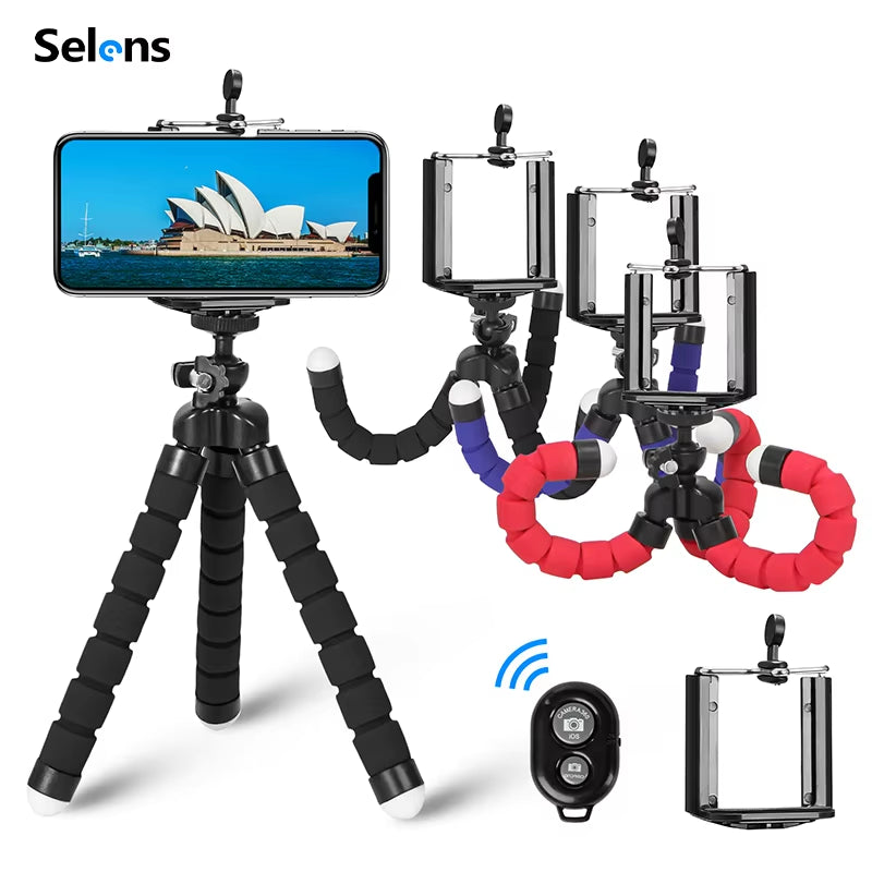 Tripod Flexible Sponge Octopus Mini Phone Holder Clip Stand Optional Bluetooth Remote Controller for Iphone Xiaomi Huawei