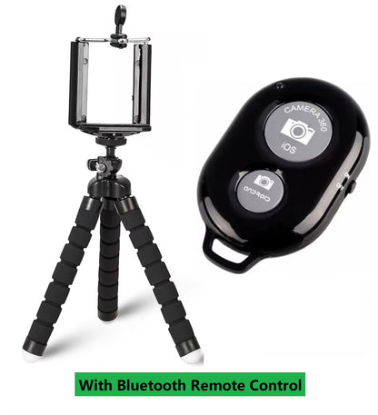 Tripod Flexible Sponge Octopus Mini Phone Holder Clip Stand Optional Bluetooth Remote Controller for Iphone Xiaomi Huawei