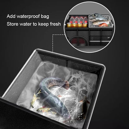 Foldable Trunk Storage Box Waterproof Oxford Cloth 110L Large-Capacity Car Organizer for Camping/Fishing Easy to Carry