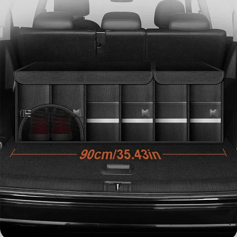 Foldable Trunk Storage Box Waterproof Oxford Cloth 110L Large-Capacity Car Organizer for Camping/Fishing Easy to Carry