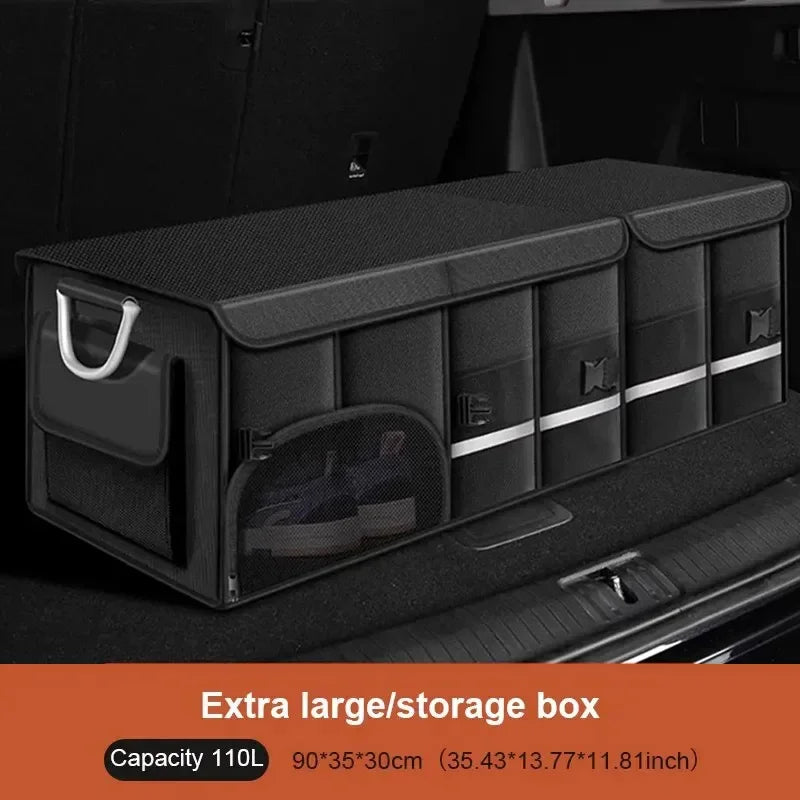 Foldable Trunk Storage Box Waterproof Oxford Cloth 110L Large-Capacity Car Organizer for Camping/Fishing Easy to Carry