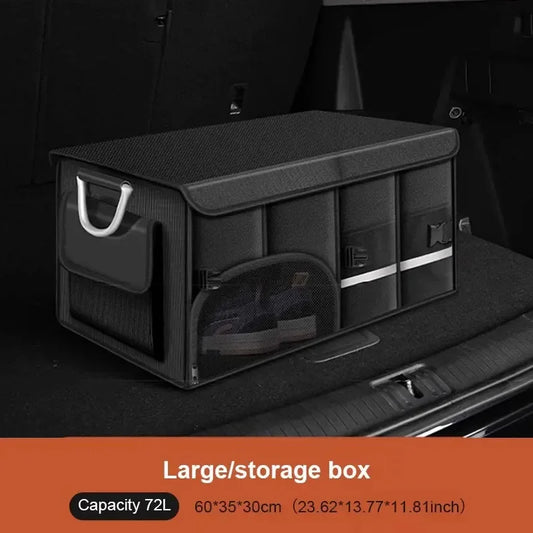 Foldable Trunk Storage Box Waterproof Oxford Cloth 110L Large-Capacity Car Organizer for Camping/Fishing Easy to Carry