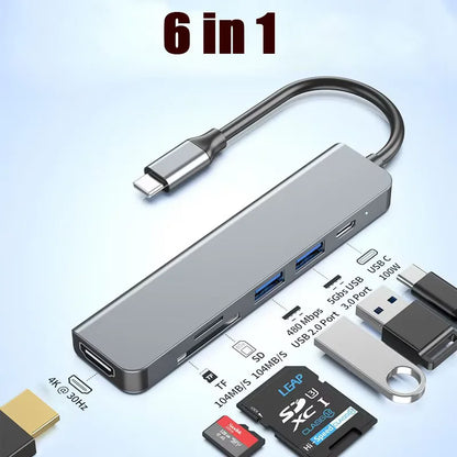 6/5/4/3 Ports USB C Hub to 4K Hdmi-Compatible PD Fast Charge USB 3.0 2.0 HUB 4K 30Hz Charging Docking for Macbook Ipad Samsung