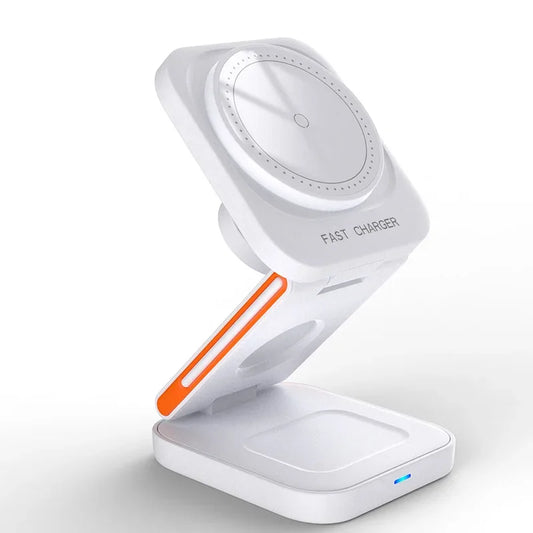 30W 3 in 1 Foldable Charging Station Fast Magnetic Wireless Charger Stand for Iphone 15 14 13 12 Apple Watch 8 7 6 Airpods Pro