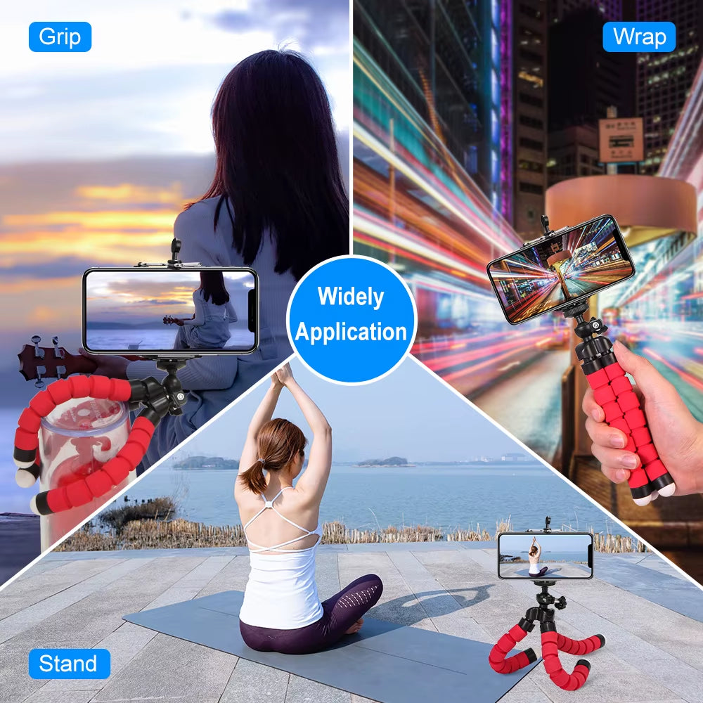 Tripod Flexible Sponge Octopus Mini Phone Holder Clip Stand Optional Bluetooth Remote Controller for Iphone Xiaomi Huawei