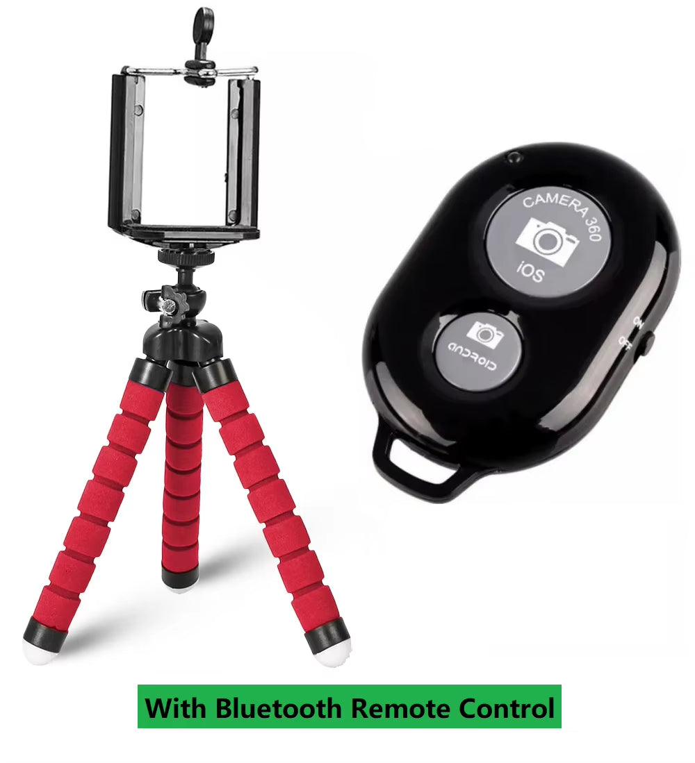 Tripod Flexible Sponge Octopus Mini Phone Holder Clip Stand Optional Bluetooth Remote Controller for Iphone Xiaomi Huawei