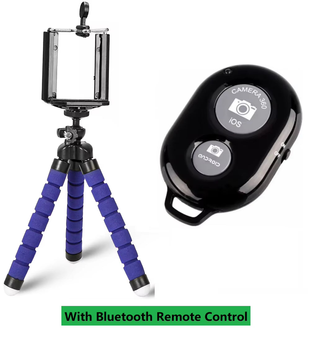 Tripod Flexible Sponge Octopus Mini Phone Holder Clip Stand Optional Bluetooth Remote Controller for Iphone Xiaomi Huawei